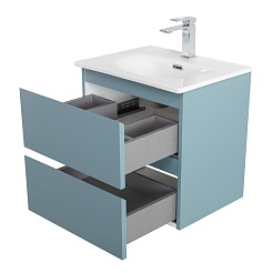 BelBagno Тумба с раковиной Kraft 39-50 подвесная Голубой матовый с раковиной BB-8099-3-50 – фотография-10